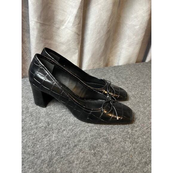 SCHUTZ Arissa Pump Black Croc Emboss Leather Size 6.5B NWT - Picture 5 of 9